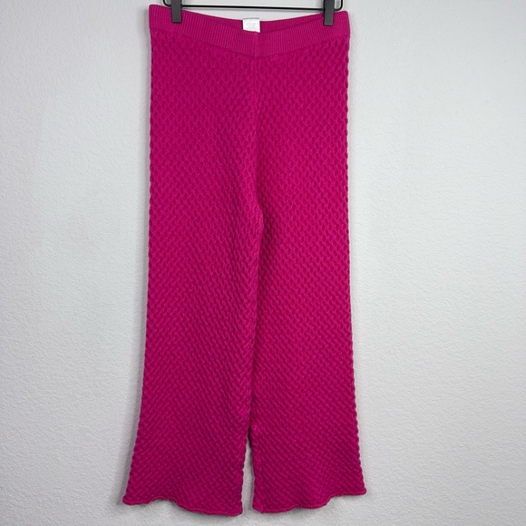 Storia Pants Womens XL Pink Textured Wide Leg Pullon Bold Summer Beachy Resort - Picture 1 of 5